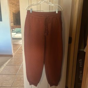 Rust colored loungewear set.